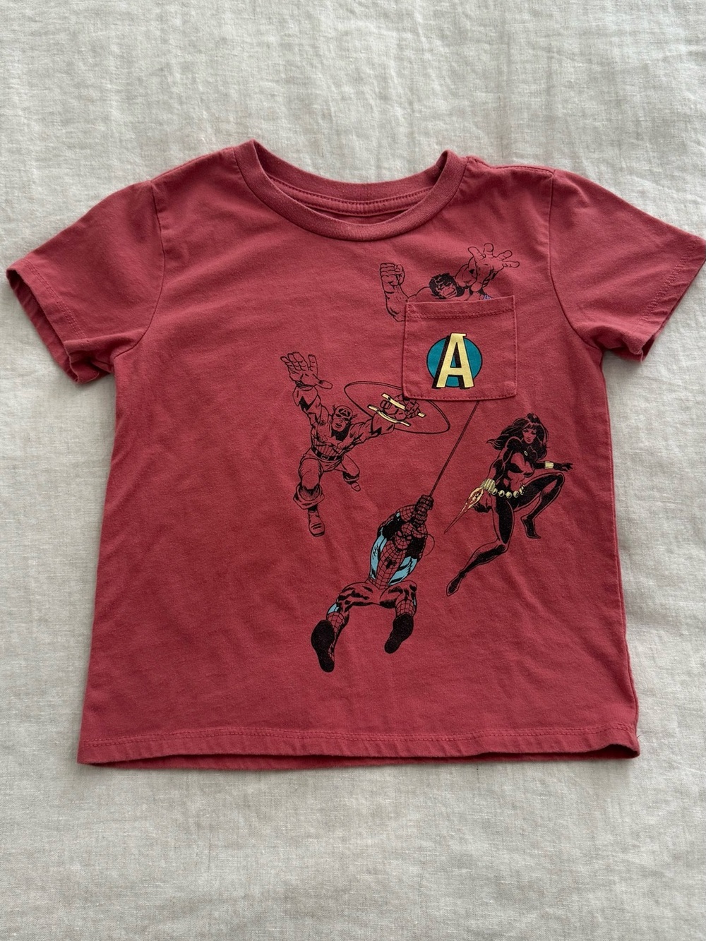 Marvel Kids Tee - Red with Avengers Design